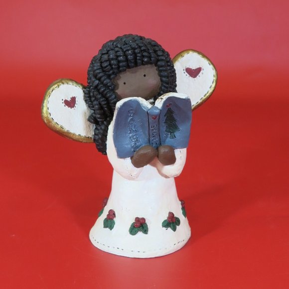 GAIL LAURA VTG 1992 Signed Black African American Christmas Angel Resin Figurine - Picture 1 of 12